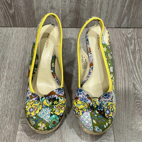 Xhilaration Espadrille Wedge Slingback Tiki Floral 8 - Picture 2 of 12